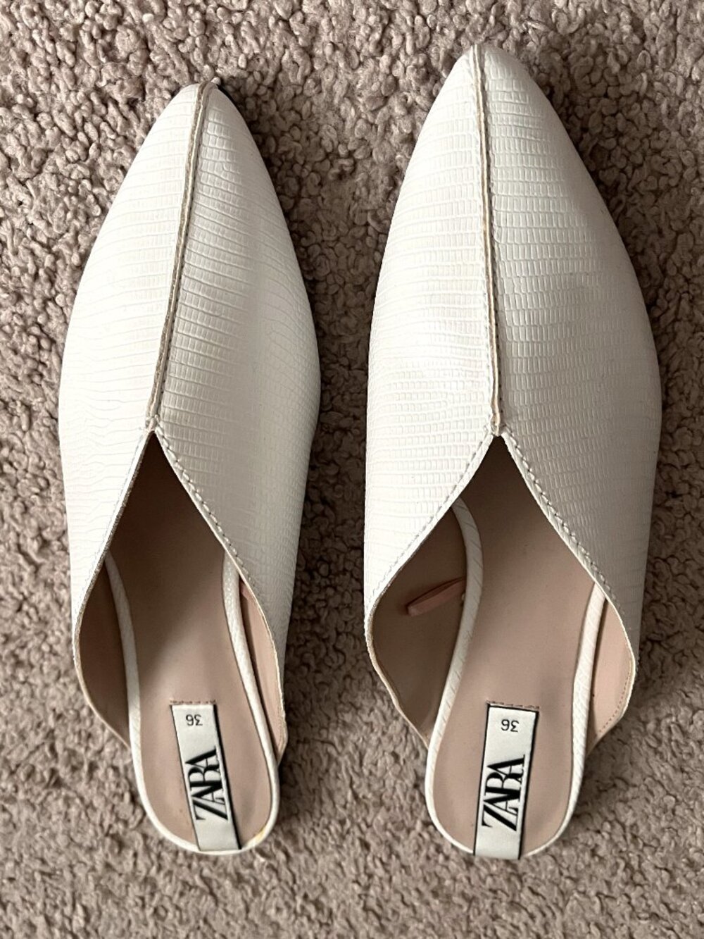 Zara White Slides Sandals Mules